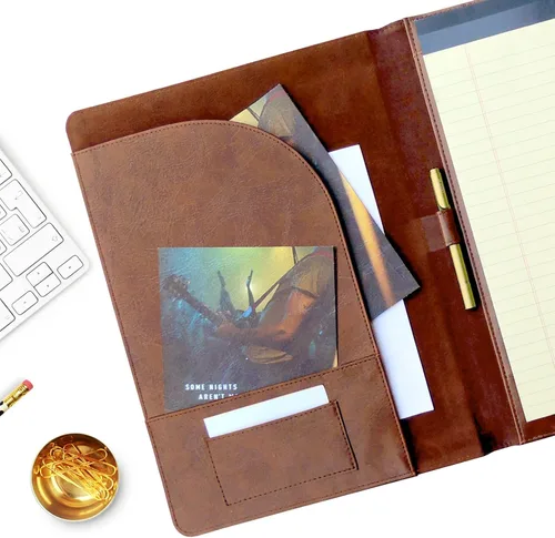 Vista 4 de Office Werks Carpeta profesional de negocios con bloc de escritura tamaño carta, 8.5 x 11 pulgadas, aspecto y tacto de cuero de primera calidad