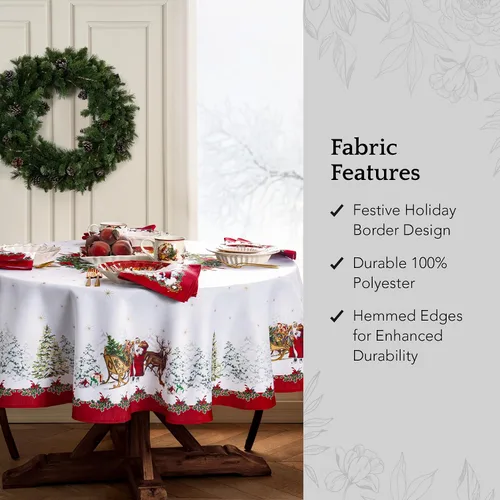 Vista 3 de Elrene Home Fashions Villeroy & Boch Toy - Mantel de tela resistente a las arrugas, 70 pulgadas, redondo, multicolor
