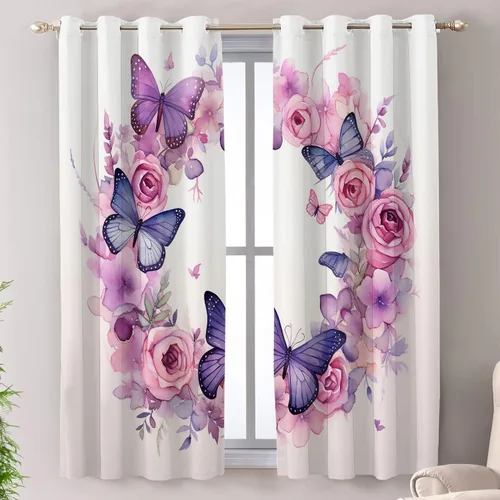 Vista 14 de Shrahala Abstract Colorful Blackout Curtain Tiers, Modern Ative Kitchen Valance Light Blocking Tier Drapes with Rod Pocket, 2 Pack 26 X 24 in