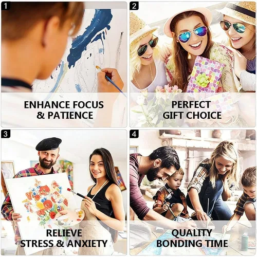 Vista 7 de TUMOVO Pintura por números para adultos, principiantes, niñas, kits de pintura por números, pintura acrílica para adultos y niños, pintura por