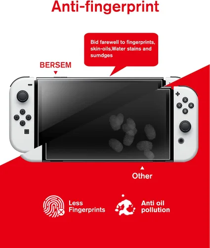 Vista 3 de bersem Paquete de 2 protectores de pantalla de vidrio templado compatibles con Nintendo Switch OLED de 7 pulgadas 2021, kit de alineación