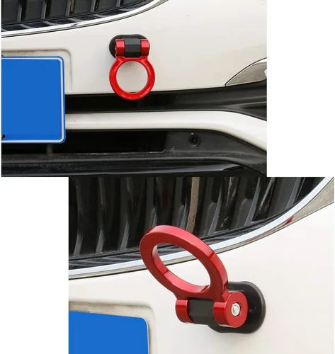 Vista 6 de Gancho de remolque decorativo universal para cualquier automóvil, SUV, camión, no funcional, solo para decoración (rojo)