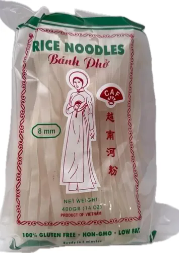 Vista 5 de CAF Fideos de arroz de primera calidad – Palitos de arroz Banh Pho sin gluten para Pho, Pad Thai y salteado – 14 onzas, 0.157 in (paquete de 1)