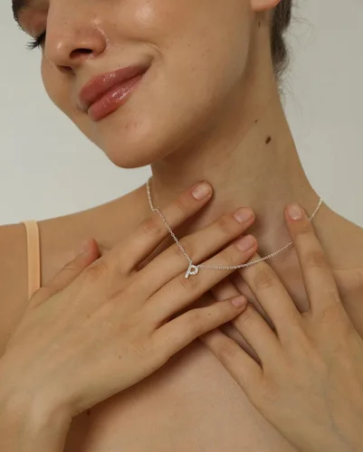 Vista 3 de KICKGY Initial Necklaces for Women, Dainty Silver Letter Necklace Sterling Silver Personalized CZ Initial Necklace Cute Monogram Name Necklace