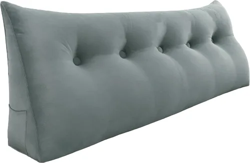 Vista 25 de Almohada de cuña doble gruesa de 8 libras para cabecero de dormitorio universitario, almohada de cuña de terciopelo con respaldo triangular
