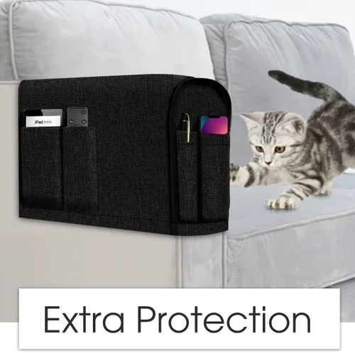 Vista 6 de Joywell Fundas de lino para reposabrazos de sala de estar, protector antideslizante de sofá para perros, gatos y mascotas, funda para sillón
