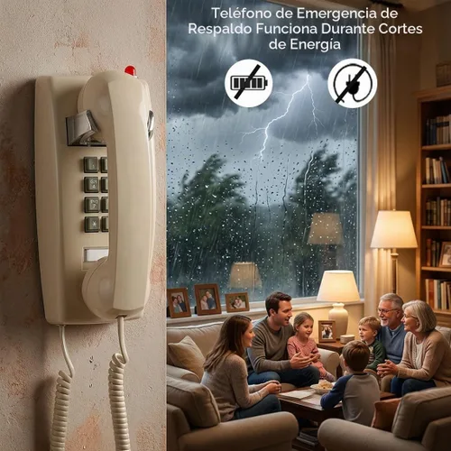 Vista 6 de HTMengt - Teléfono de pared tradicional con campana de metal, teléfono de pared clásico 2554 (compatible con audífonos), teléfono de pared retro