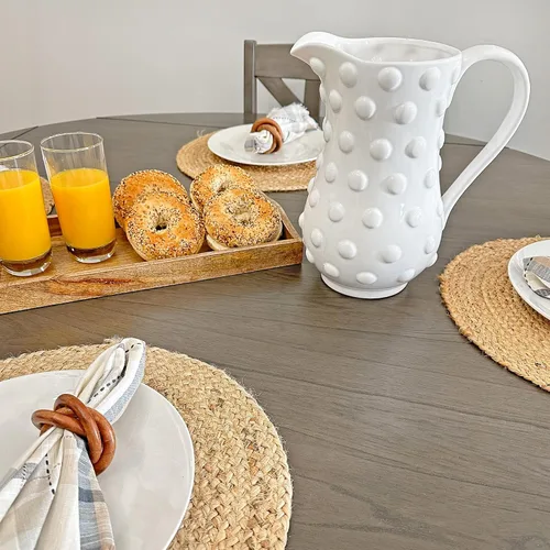 Vista 3 de AuldHome Design Jarra de cerámica blanca con clavos (tamaño grande), estilo retro vintage