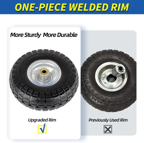 Vista 6 de GICOOL - Llanta sólida y rin, 4.10/3.50-4", 10", llanta de alta resistencia, agujero para eje de 5/8", cubo con desplazamiento de 2.2