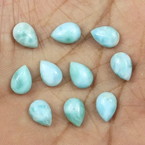 Vista 3 de Cabujones de larimar natural Piedra preciosa larimar de pera azul Tamaño calibrado