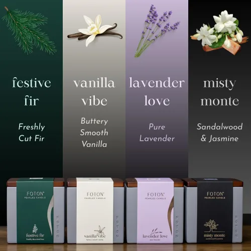 Vista 6 de Foton Jar Candles - Vela cuadrada perlada de 16 onzas, cera de arena