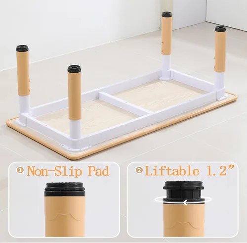 Vista 5 de Juego de mesa y sillas para niños, escritorio ajustable en altura con 6 asientos para edades de 2 a 10 años, mesa de arte y manualidades, escritorio