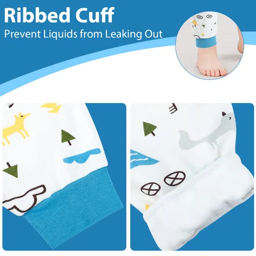Vista 4 de MooMoo Baby Pantalones de pañales impermeables para entrenamiento para ir al baño, 2 paquetes de pañales cortos nocturnos para niños