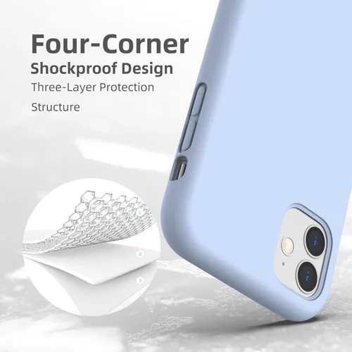 Vista 5 de Funda de silicona líquida compatible con iPhone 11, color azul claro [Protección contra caídas] [Resistente a los arañazos, a prueba de golpes]