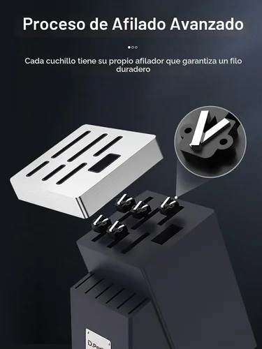 Vista 2 de D.Perlla - Juego de cuchillos de cocina con tecnología avanzada de autoafilado, juego de cuchillos de textura ondulada de 14 piezas con bloque