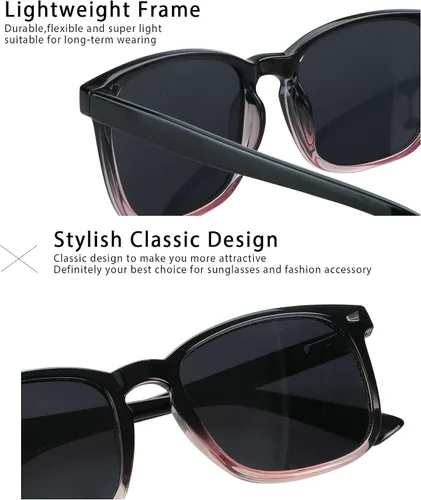 Vista 4 de 3 Pack Sunglasses for Men and Women, UV Protection Outdoor Glasses Vintage Square Full Frame