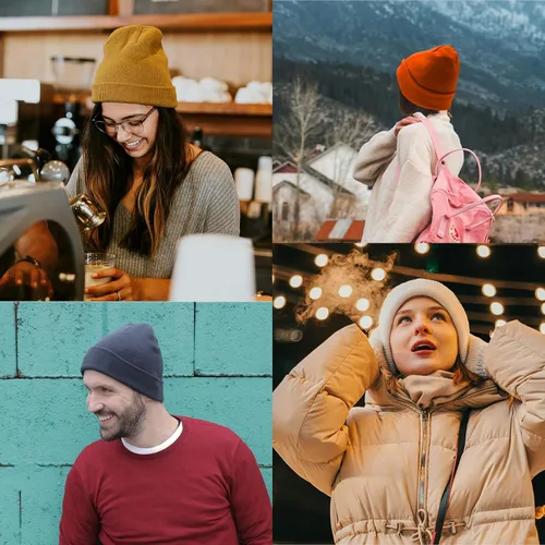 Vista 5 de PFFY 2 Packs Unisex Beanie Hats for Men Women Knit Winter Beanies