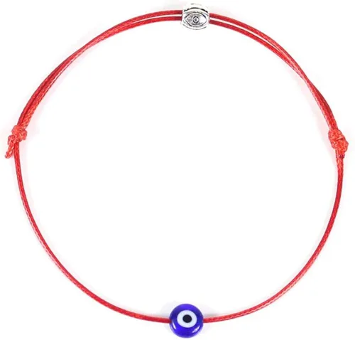 Vista 4 de 9 pulseras de cuerda roja ajustables hechas a mano con forma de cábala contra el mal de ojo, pulsera trenzada de ojo, pulsera de cuerda de amistad