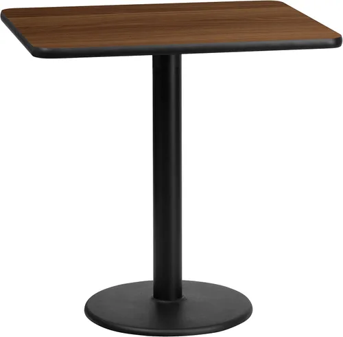 Vista 8 de Flash Furniture Mesa rectangular laminada negra de 24 x 30 pulgadas con base de altura de mesa redonda de 18 pulgadas
