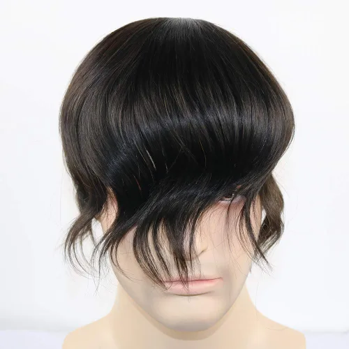 Vista 6 de SIMBEAUTY Toupee duradero para hombres, sistema de cabello humano de repuesto fino monofilamento, monofilamento de piel de polietileno NPU alrededor