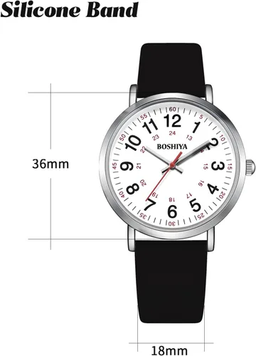 Vista 3 de BOSHIYA Mujer Easy Reader 1.417 in Reloj Correa de cuero Relojes (blanco)