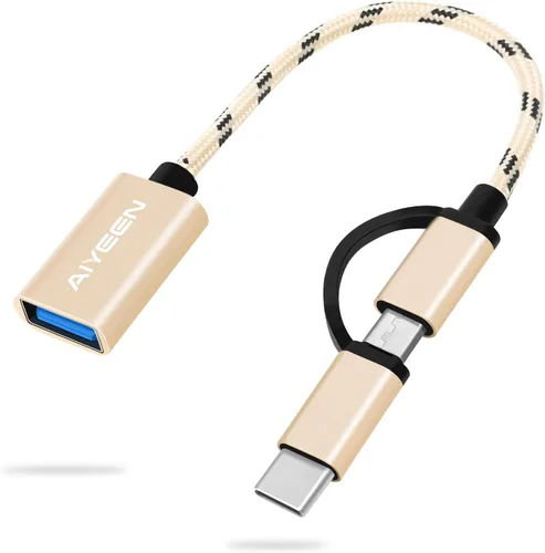 Vista 13 de Adaptador USB-C/Micro a USB, USB 3.0 2 en 1, cable adaptador OTG, compatible con MacBook Pro, Android, Google, Samsung y más, negro