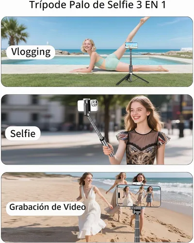 Vista 6 de Trípode para selfie Stick – Trípode para iPhone con control remoto, soporte ligero para teléfono Android, soporte extensible compatible con todos