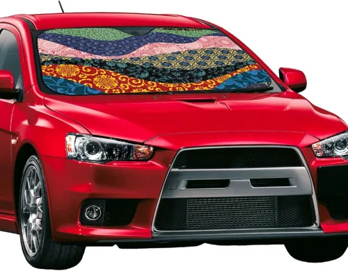 Vista 2 de Chinese Wind Wave Stitching Xiangyun Peony Mandala Windshield Shade Blocks UV Rays Keep Cool for Most Sedans SUV Truck Automotive Truck Passenger