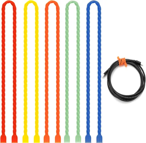Vista 10 de 20 PCS bridas de silicona para cables, reutilizables, de goma con torsión, flexibles, con núcleo de acero, para agrupar y sostener, ataduras