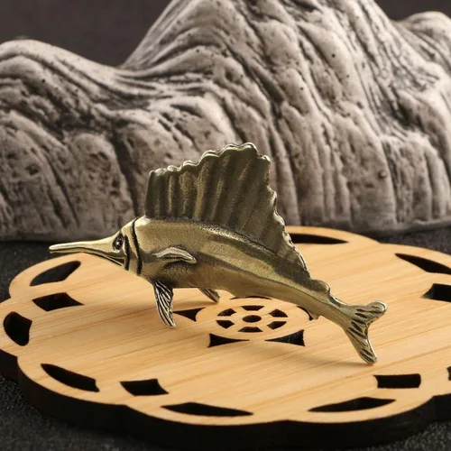 Vista 3 de Gold Decorated Bronze Fish Statue - Zen Meditation Decoration for Living Room, Spa, Yoga Studio Center Decor