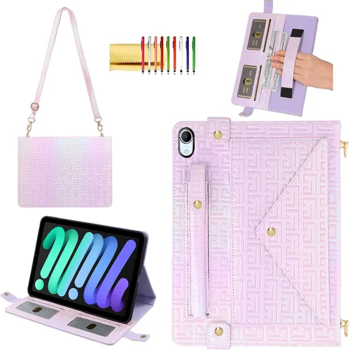 Vista 60 de Funda tipo bolso para iPad mini de 5ª/4ª/3ª/2ª/1ª generación de 7.9 pulgadas, Techcircle funda ligera tipo folio con soporte bandolera con billetera