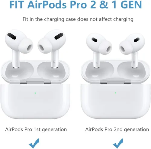 Vista 2 de SIXFU 3 pares de almohadillas de repuesto compatibles con AirPods Pro y AirPods Pro 2, puntas de silicona actualizadas, incluyendo cepillo limpiador