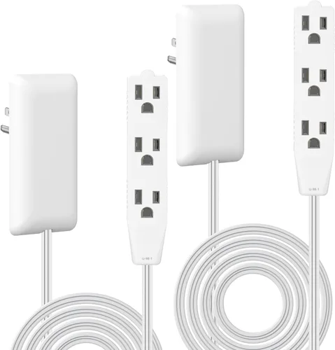 Vista 25 de LIDER LWE3-315-BK - Extensor de toma de corriente de cara plana con 3 receptáculos, enchufe de pared ultrafino, regleta de alimentación con cable