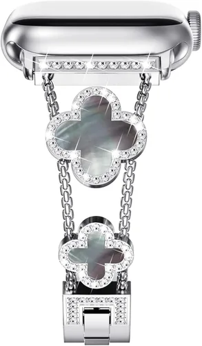Vista 15 de NewWays for Apple Watch Band Series 11 10 46mm 42mm Series 9/8/7 41mm 45mm Series 6/5/4 40mm 44mm Series 3 42mm 38mm Women, Sparkling Bling Diamonds