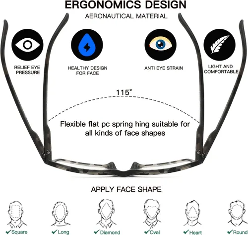 Vista 5 de Lentes de lectura con bloqueo de luz azul para mujeres y hombres, bisagra de resorte para computadora