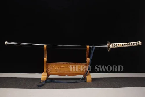 Vista 2 de Samurai Katana Espada japonesa hecha a mano, práctica, acero al carbono 1095, templada, espiga completa, muy afilada, cuchillo listo para combate