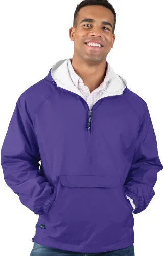 Vista 16 de Charles River Apparel Jersey clásico a rayas unisex, cortavientos resistente al agua para hombres y mujeres Negro