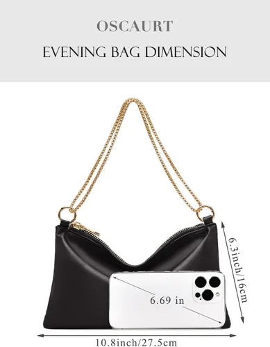Vista 5 de oscaurt Bolso de noche para mujer, cartera de hombro de satén para graduación, compromiso, cóctel, fiesta, boda
