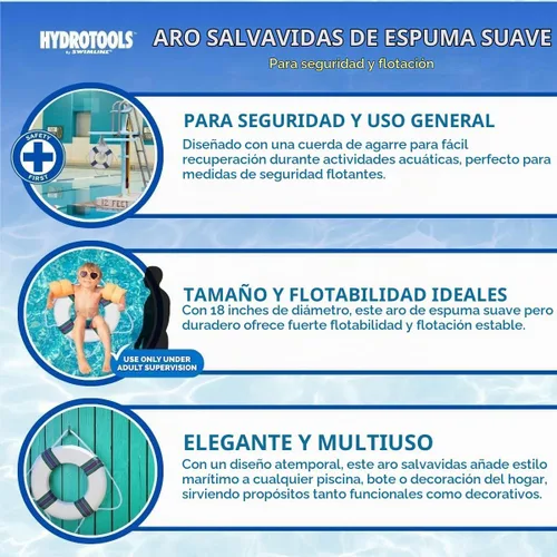 Vista 2 de Swimline Espuma con forma de anilla Boya para alberca Anillo de tiro