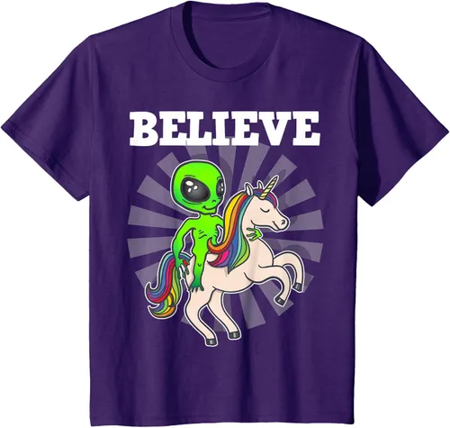 Vista 29 de Believe Space Alien Riding Unicorn - Camiseta de regalo divertida, Negro, S