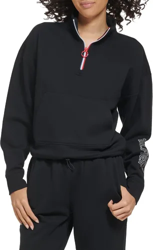 Vista 7 de Tommy Hilfiger Sudadera a rayas con cremallera y cintura elástica para mujer Albaricoque