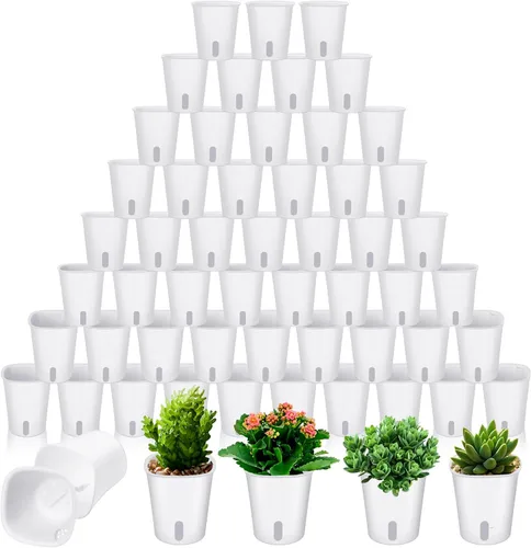 Vista 18 de Ziliny 20 piezas de 3.74 pulgadas Macetas de riego automático Macetas de riego automático para plantas de interior Macetas de plástico para jardín