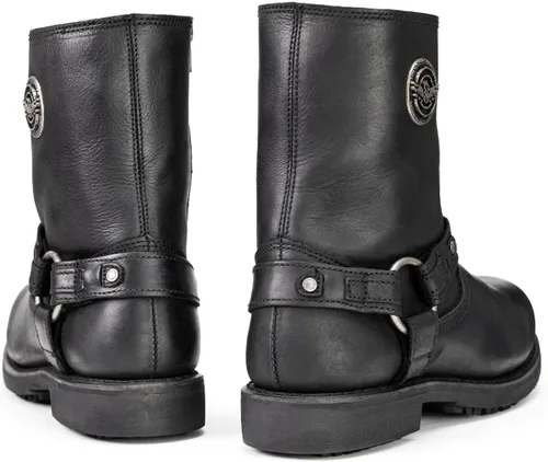 Vista 6 de Milwaukee Leather MBM9042 - Botas de motocicleta con arnés corto de cuero Ruf negro para hombre con cremallera