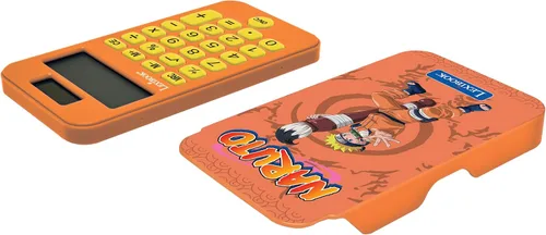 Vista 7 de Lexibook, Naruto Calculadora de Bolsillo Naranja C45NA Cubierta protectora, funciones avanzadas, energía solar y de batería