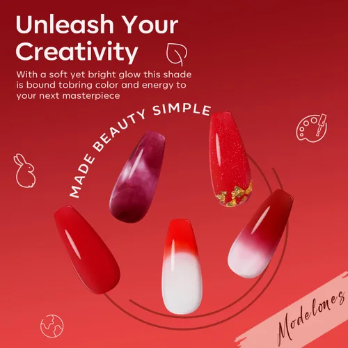 Vista 7 de modelones Juego de Gel de Uñas Poli, 6 Colores Colección Roja Popular Vino Burdeos Brillante con Purpurina Gel de Extensión Poli Rojo Sangre Oscuro