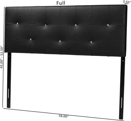 Vista 3 de Baxton Studio Dalini cabecera para interiores con botones de cristal de imitación, Vinilo, Negro