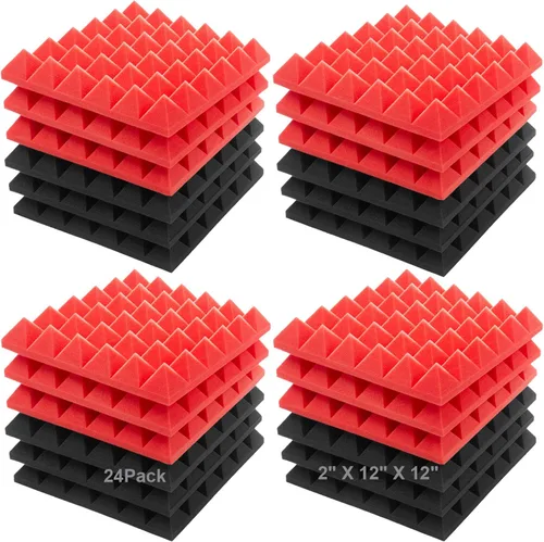 Vista 15 de JBER Paquete de 12 paneles de espuma acústica, paneles de espuma con aislamiento de sonido de 1 x 12 x 12 pulgadas para paredes, cuñas