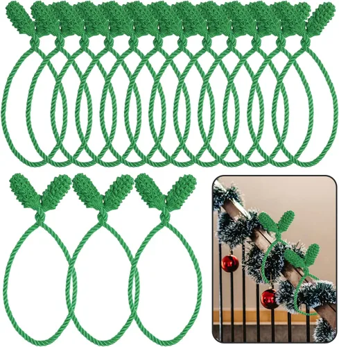 Vista 13 de DIYASY Lazos para Guirnaldas de Escalera, 12 Piezas Lazos Decorativos Rojos y Blancos para Barandillas de Escaleras Lazos de Torsión Envolturas