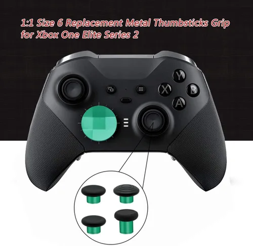 Vista 2 de Replacement Thumbsticks, D-pad, Paddles Trigger Buttons for Xbox One Elite Controller Series 2 & Elite Series 2 Core Controller (E-10IN1-Green)