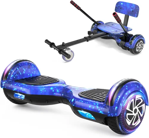 Vista 7 de SISIGAD Scooter de autoequilibrio con Bluetooth y ruedas LED de 6.5", para mayores de 6 años 02-Blanco
